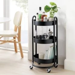 3 Tier Round Metal Utility Cart - Brightroom™ Gray