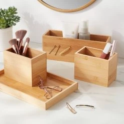 11.25" x 7" x 4.5" Modular Bamboo Vanity Organizer with Magnetic Strip - Brightroom™