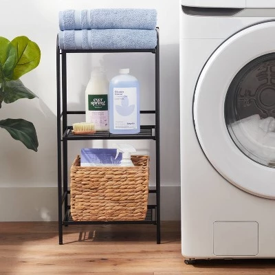 Folding 3 Shelves Black - Brightroom™ 3 Folding 3 Shelves Black - Brightroom™