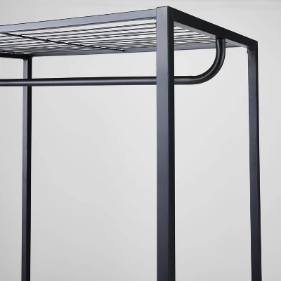 Two Shelf Wardrobe Black Metal with Natural Wood - Brightroom™ 4 Two Shelf Wardrobe Black Metal with Natural Wood - Brightroom™ - Image 2