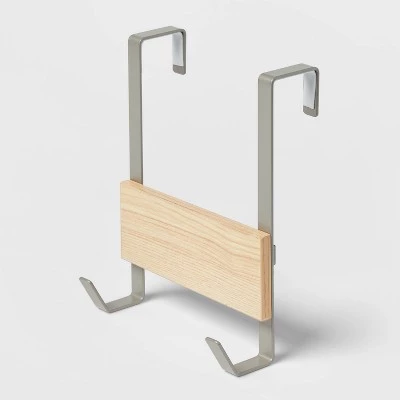 Small over the Door Hook with Wood 2 Hooks - Brightroom™ Brushed Nickel 4 Small over the Door Hook with Wood 2 Hooks - Brightroom™ Brushed Nickel - Image 2