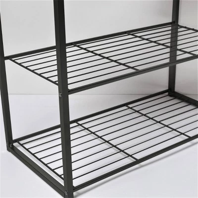3 Tier Shoe Rack Black Metal with Natural Wood - Brightroom™ 5 3 Tier Shoe Rack Black Metal with Natural Wood - Brightroom™ - Image 3