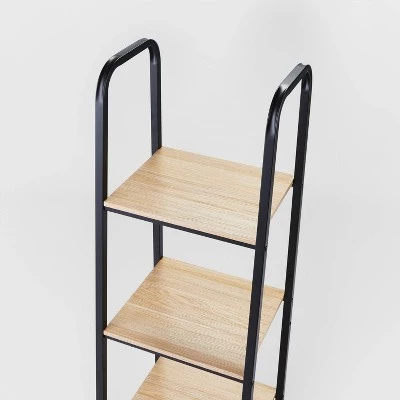 4 Shelf Tower Black Metal with Natural Wood - Brightroom™ 4 4 Shelf Tower Black Metal with Natural Wood - Brightroom™ - Image 2