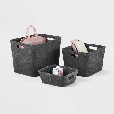 Felt Basket with Stitching - Brightroom™ Dark Gray 5 Felt Basket with Stitching - Brightroom™ Dark Gray - Image 3