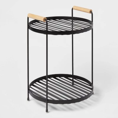 Round Vanity Organizer with Wood Handles - Brightroom™ Matte Black 6 Round Vanity Organizer with Wood Handles - Brightroom™ Matte Black - Image 4