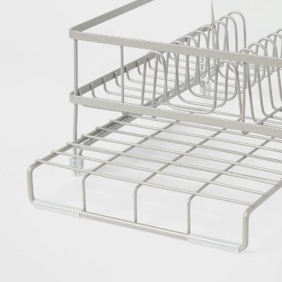 Space Saver Steel Dish Rack with Utensil Tray Matte Nickel - Brightroom™ 4 Space Saver Steel Dish Rack with Utensil Tray Matte Nickel - Brightroom™ - Image 2