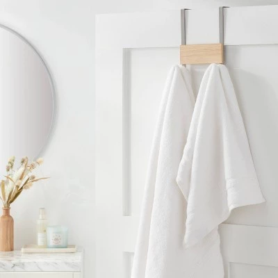 Small over the Door Hook with Wood 2 Hooks - Brightroom™ Brushed Nickel 3 Small over the Door Hook with Wood 2 Hooks - Brightroom™ Brushed Nickel