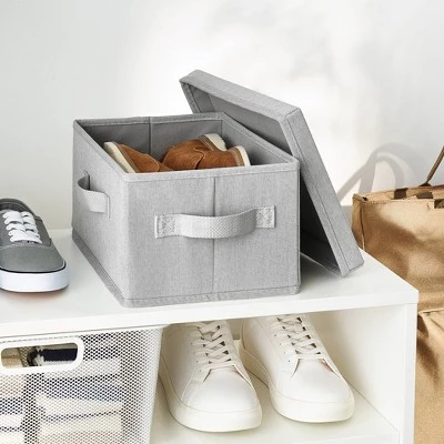 Fabric Shoe Bin with Lid Light Gray - Brightroom™ 3 Fabric Shoe Bin with Lid Light Gray - Brightroom™
