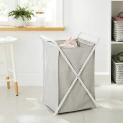 Folding X-Frame Hamper Matte White - Brightroom™