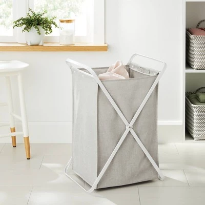 Folding X-Frame Hamper Matte White - Brightroom™ 3 Folding X-Frame Hamper Matte White - Brightroom™