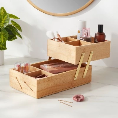 10" x 6" x 5" Hinged Bamboo Countertop Organizer - Brightroom™ 3 10" x 6" x 5" Hinged Bamboo Countertop Organizer - Brightroom™
