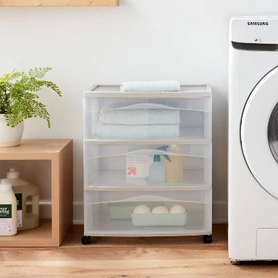 3 Drawer Wide Cart Tower Gray - Brightroom™ 3 3 Drawer Wide Cart Tower Gray - Brightroom™