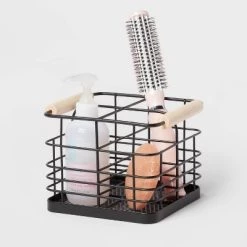 Divided Wire Caddy Basket with Wood Handle Black - Brightroom™ 5 Divided Wire Caddy Basket with Wood Handle Black - Brightroom™ -Brightroom shop GUEST 6bb23216 c1ab 42fd bed4 f88573ca2fc5