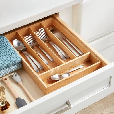 Bamboo 5 Compartment Flatware Drawer Organizer Brown - Brightroom™ 3 Bamboo 5 Compartment Flatware Drawer Organizer Brown - Brightroom™