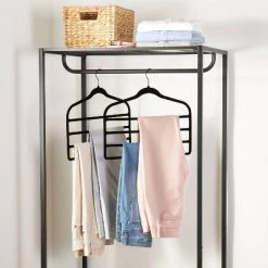 2pk 4 Bar Flocked Hangers Black - Brightroom™