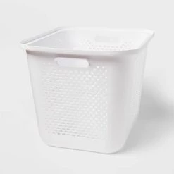Large Decorative Plastic Bin with Cutout Handles - Brightroom™ White 11 Large Decorative Plastic Bin with Cutout Handles - Brightroom™ White -Brightroom shop GUEST 8042b247 d9e2 4bbb b780 b457f7d708f4