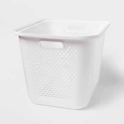 Large Decorative Plastic Bin with Cutout Handles - Brightroom™ White 7 Large Decorative Plastic Bin with Cutout Handles - Brightroom™ White - Image 5