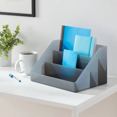 Large Plastic Desktop Organizer Dark Gray - Brightroom™ 3 Large Plastic Desktop Organizer Dark Gray - Brightroom™