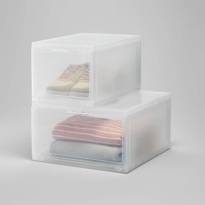 Small Stackable Bins Front Opening Clear Plastic - Brightroom™ 5 Small Stackable Bins Front Opening Clear Plastic - Brightroom™ - Image 3