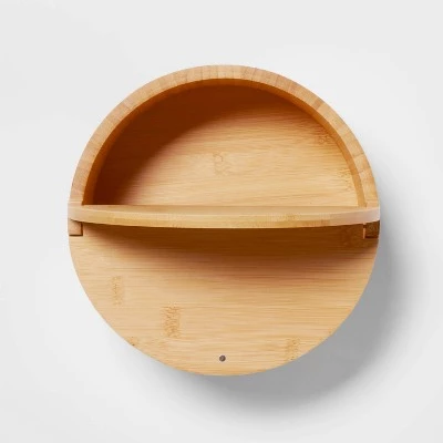 9" x 4" Circular Hinge Lid Bamboo Countertop Organizer - Brightroom™ 4 9" x 4" Circular Hinge Lid Bamboo Countertop Organizer - Brightroom™ - Image 2