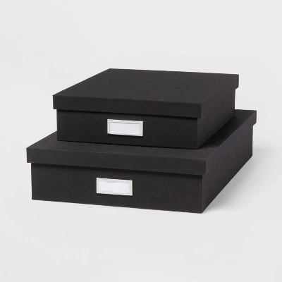 Canvas Desk Storage Box Set of 2 - Brightroom™ Gray 5 Canvas Desk Storage Box Set of 2 - Brightroom™ Gray - Image 3