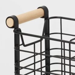 Wire Divided Basket Black with Natural Wood Handles - Brightroom™ 5 Wire Divided Basket Black with Natural Wood Handles - Brightroom™ -Brightroom shop GUEST 883f84d2 0fa4 4464 acf2 5014a58a1332