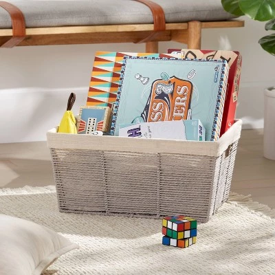 17" x 12" x 8" Large Woven Twisted Paper Rope Tapered Basket Gray - Brightroom™ 3 17" x 12" x 8" Large Woven Twisted Paper Rope Tapered Basket Gray - Brightroom™