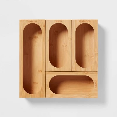 Bamboo Plastic Food Storage Bag Organizer Yellow - Brightroom™ 4 Bamboo Plastic Food Storage Bag Organizer Yellow - Brightroom™ - Image 2