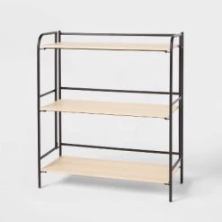 Folding 3 Shelf Black Metal with Natural Wood Shelves - Brightroom™ 8 Folding 3 Shelf Black Metal with Natural Wood Shelves - Brightroom™ -Brightroom shop GUEST aa414a6a 3c38 4f55 b97e 5a61d8086fc4