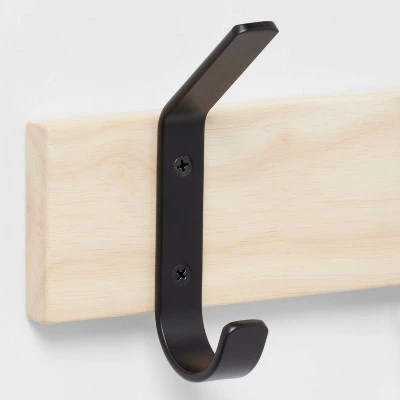 Mixed Material 4 Hooks Rail Matte Black on Light Wood - Brightroom™ 4 Mixed Material 4 Hooks Rail Matte Black on Light Wood - Brightroom™ - Image 2