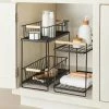 Wood Handle Tiered Vanity Organizer Black - Brightroom™