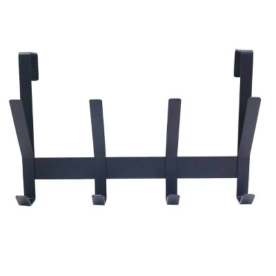 Heavy Duty Over The Door 4 Hooks Rail Matte Black - Brightroom™ 3 Heavy Duty Over The Door 4 Hooks Rail Matte Black - Brightroom™