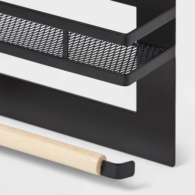 Metal Magnetic Side of Fridge Organizer with Mesh Shelf with Powder Coated Finish Black - Brightroom™ 4 Metal Magnetic Side of Fridge Organizer with Mesh Shelf with Powder Coated Finish Black - Brightroom™ - Image 2