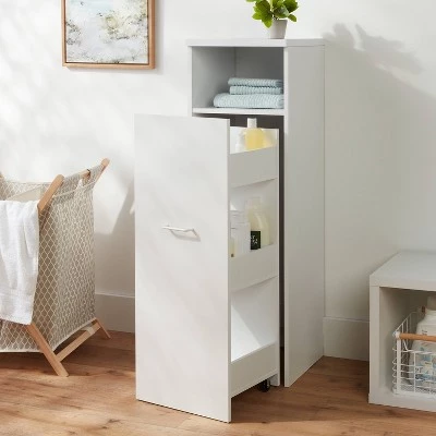 Narrow Storage Cabinet with Pull Out Cart White - Brightroom™ 3 Narrow Storage Cabinet with Pull Out Cart White - Brightroom™