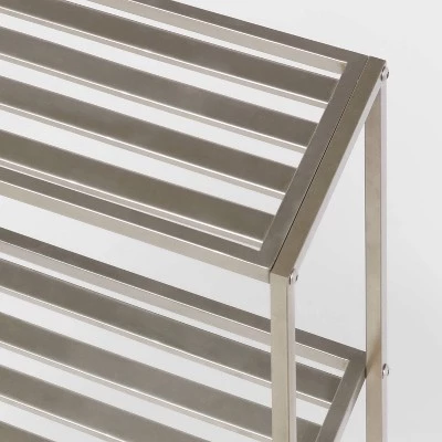 Tall Wood Wall Shelf Brushed Nickel Metal - Brightroom™ 4 Tall Wood Wall Shelf Brushed Nickel Metal - Brightroom™ - Image 2