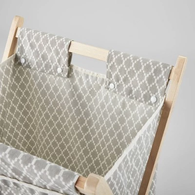 Wooden X-Frame Hamper Gray Diamond Print - Brightroom™ 4 Wooden X-Frame Hamper Gray Diamond Print - Brightroom™ - Image 2