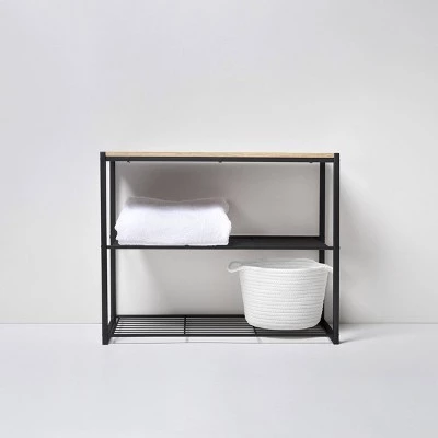 3 Tier Shoe Rack Black Metal with Natural Wood - Brightroom™ 6 3 Tier Shoe Rack Black Metal with Natural Wood - Brightroom™ - Image 4