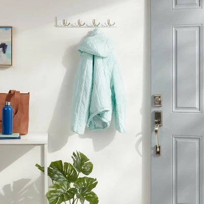 Modern Octopus 4 Hooks Rail Nickel/White - Brightroom™ 3 Modern Octopus 4 Hooks Rail Nickel/White - Brightroom™