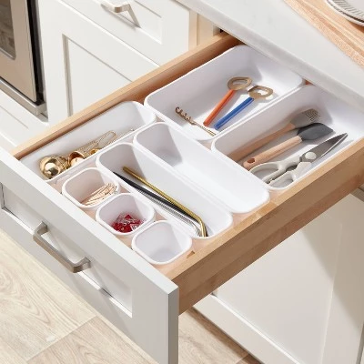8pc Plastic Drawer Organizer Set White - Brightroom™ 3 8pc Plastic Drawer Organizer Set White - Brightroom™