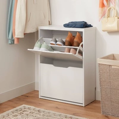 Laminate Pivot Open Shoe Cabinet White - Brightroom™ 3 Laminate Pivot Open Shoe Cabinet White - Brightroom™