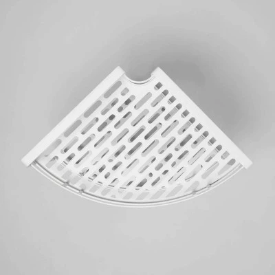 Punched Metal 2-Tier Corner Shelf White - Brightroom™ 4 Punched Metal 2-Tier Corner Shelf White - Brightroom™ - Image 2