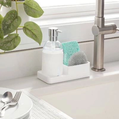 Plastic Soap Pump with Silicone Holder with Caddy & Tray White - Brightroom™ 3 Plastic Soap Pump with Silicone Holder with Caddy & Tray White - Brightroom™