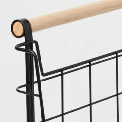 Wire Open Front Basket Black with Natural Wood Handles - Brightroom™ 5 Wire Open Front Basket Black with Natural Wood Handles - Brightroom™ -Brightroom shop GUEST e1dc4799 a42d 45a5 801c ccda0a20f36a