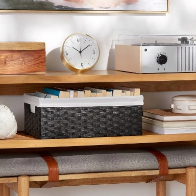 16" x 9" x 6" Lined Woven Media Bin Black - Brightroom™ 3 16" x 9" x 6" Lined Woven Media Bin Black - Brightroom™