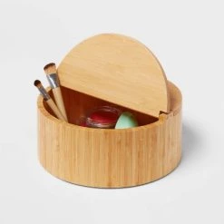 9" x 4" Circular Hinge Lid Bamboo Countertop Organizer - Brightroom™ 7 9" x 4" Circular Hinge Lid Bamboo Countertop Organizer - Brightroom™ -Brightroom shop GUEST e91a16ba 67ba 4346 aca1 624c8c7558a6