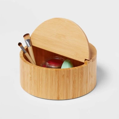 9" x 4" Circular Hinge Lid Bamboo Countertop Organizer - Brightroom™ 5 9" x 4" Circular Hinge Lid Bamboo Countertop Organizer - Brightroom™ - Image 3